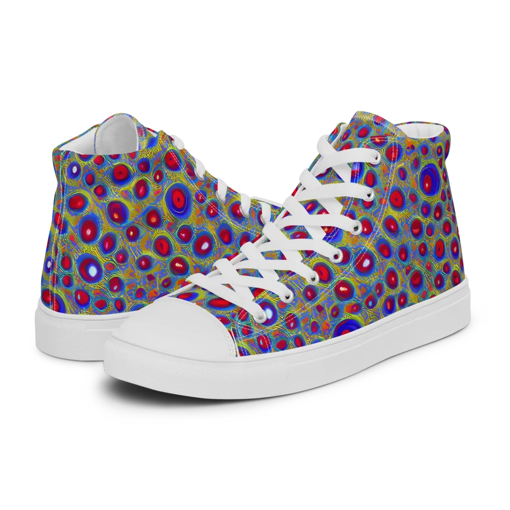 Prismatic Tide on Women's High Top Canvas Shoes — Left