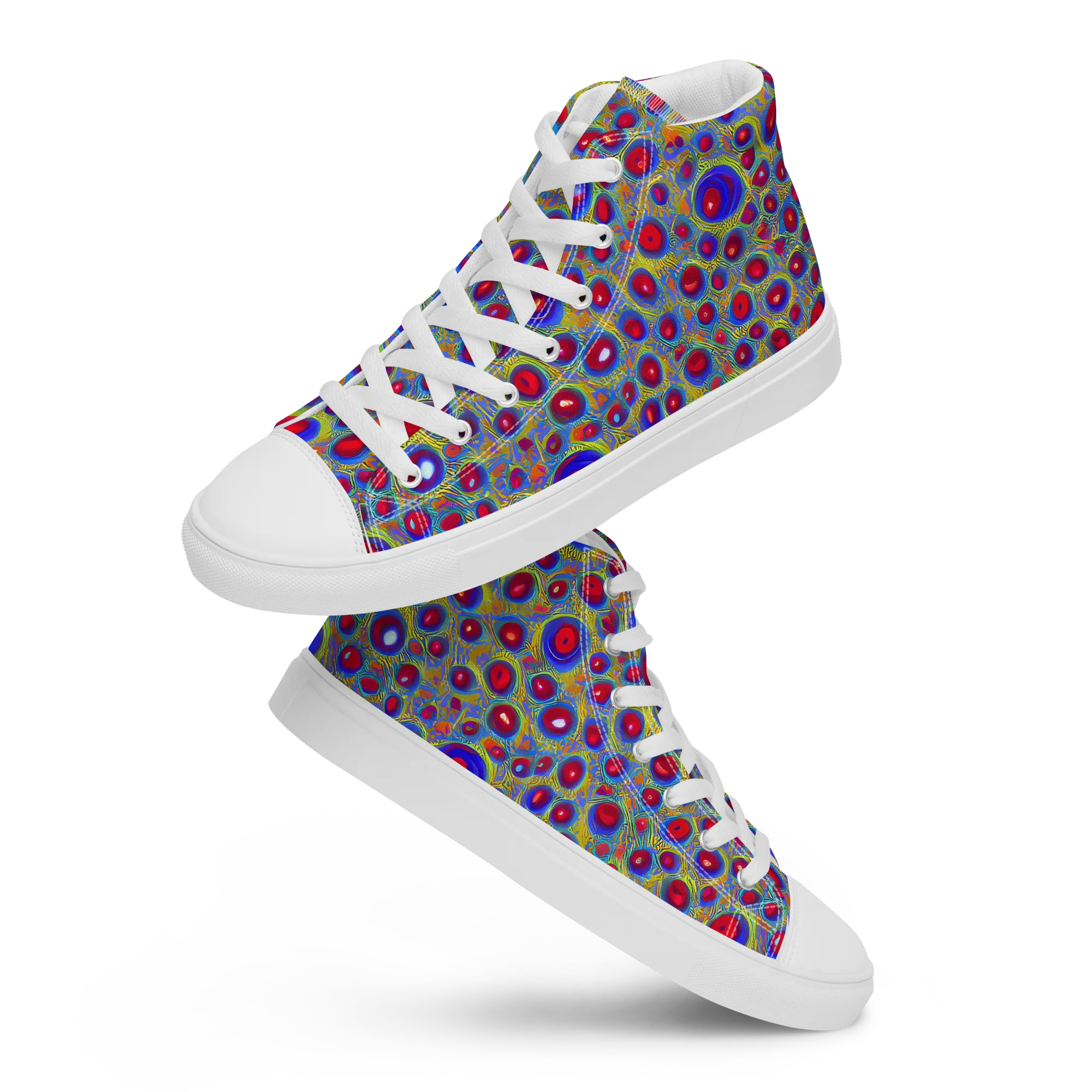 Prismatic Tide on Women's High Top Canvas Shoes — Front