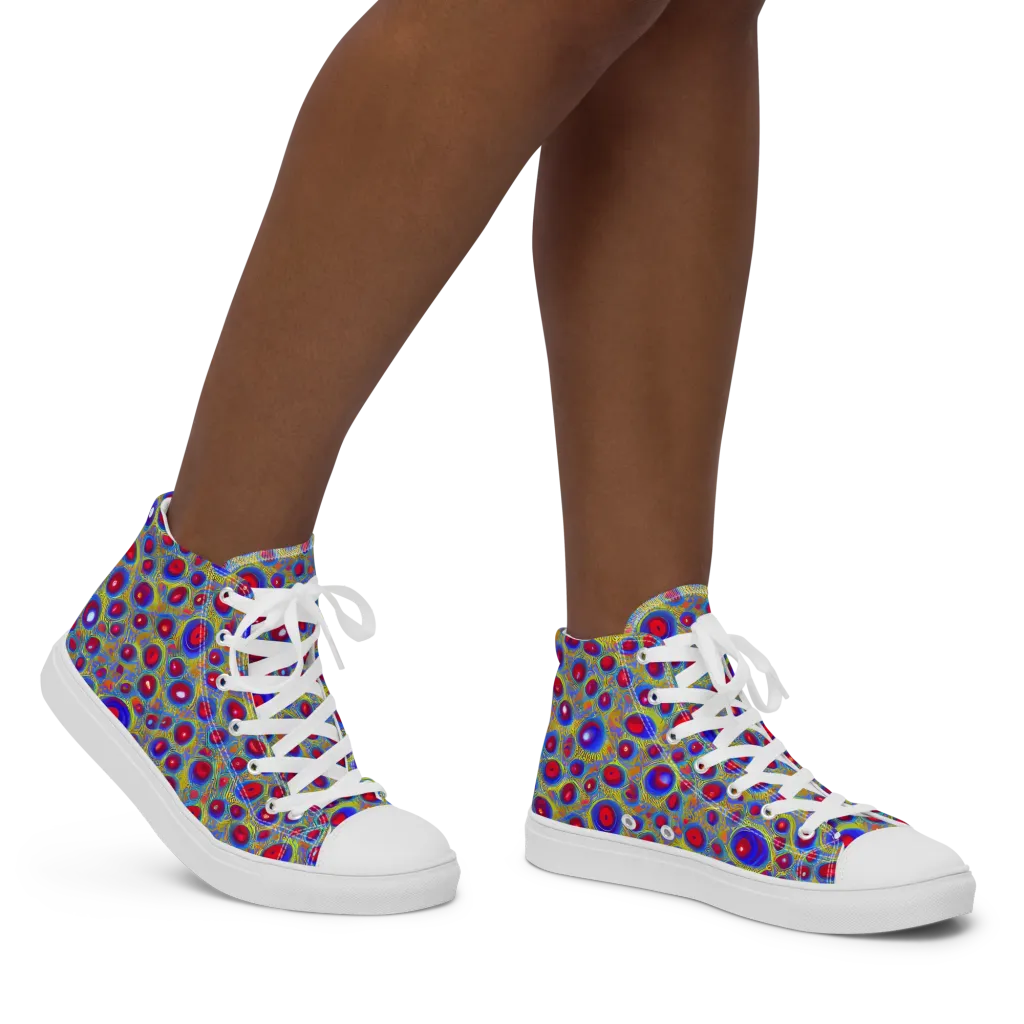 Prismatic Tide on Women's High Top Canvas Shoes — Right