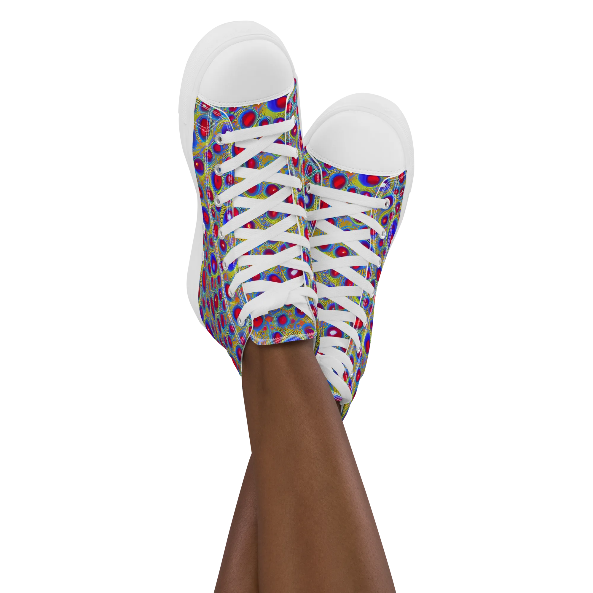 Prismatic Tide on Women's High Top Canvas Shoes — Front