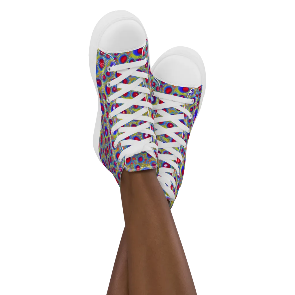 Prismatic Tide on Women's High Top Canvas Shoes — Front