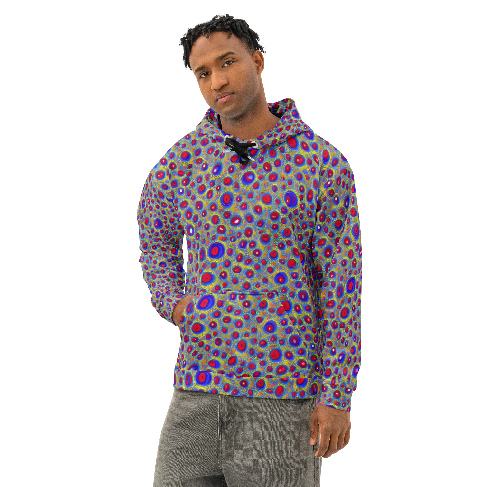 Prismatic Tide on Cotton Hoodie — Left Front