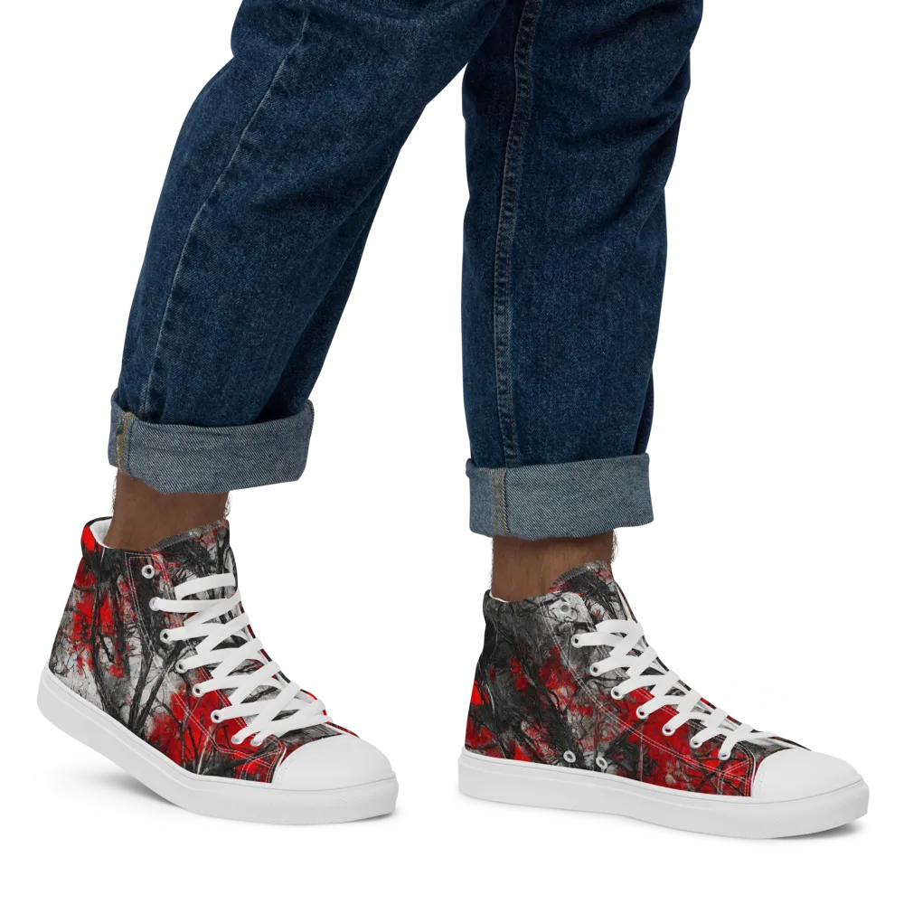 Redwood Nocturne on Men's High Top Canvas Shoes — Right