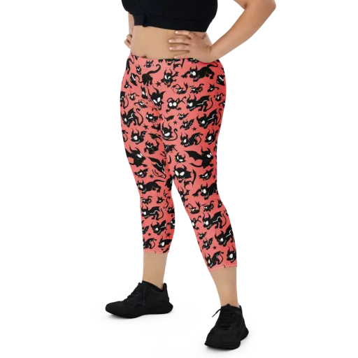 Coral Imp Parade on a Capri Leggings