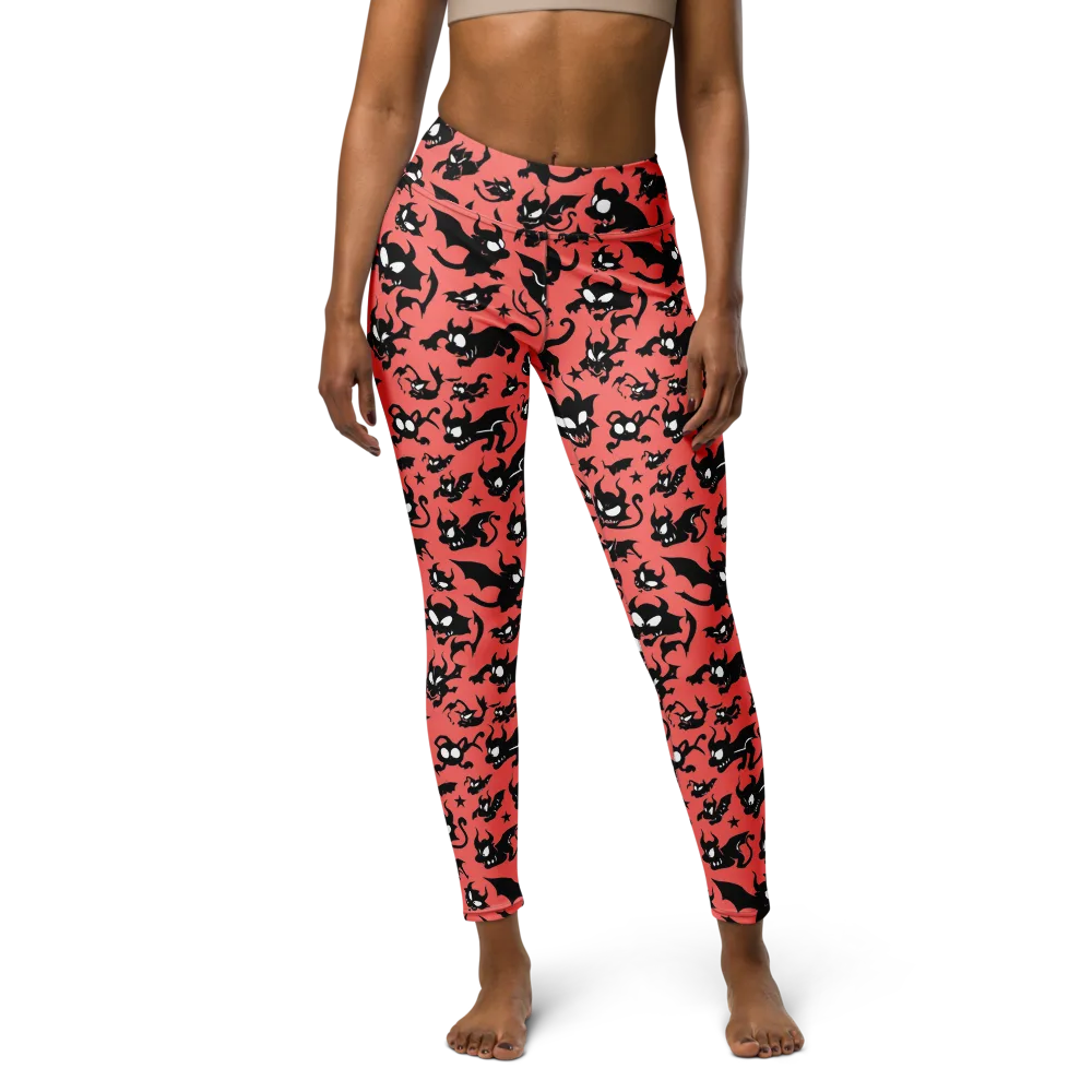 Coral Imp Parade on Yoga Leggings — Front
