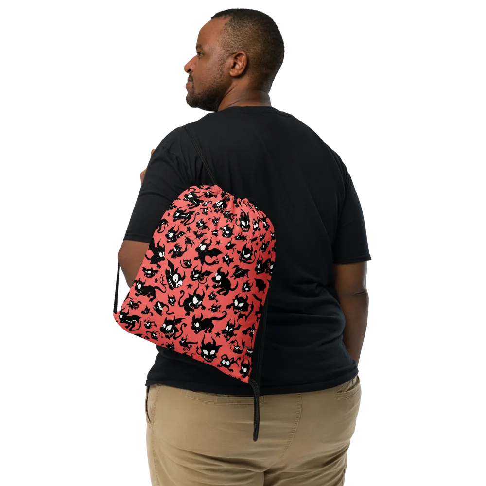 Coral Imp Parade on Drawstring Bag — Front