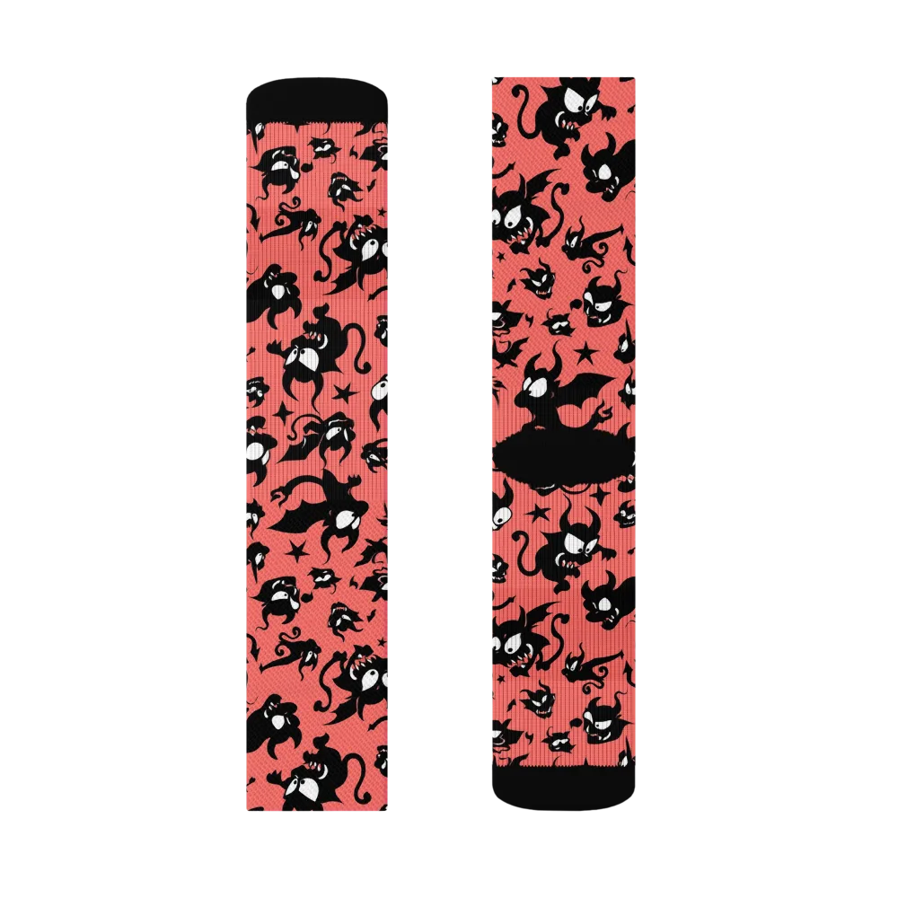 Coral Imp Parade on Socks — Right Sock