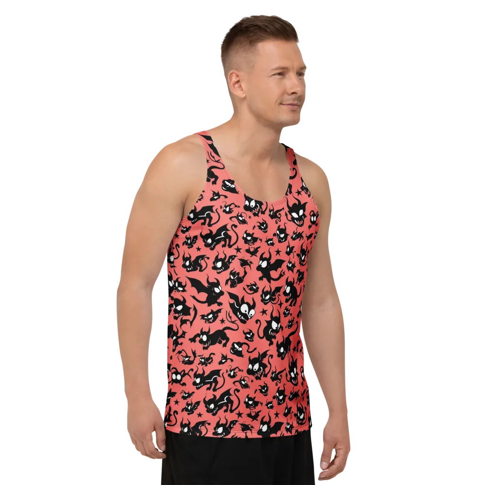 Coral Imp Parade on Men's Tank Top — Right Front