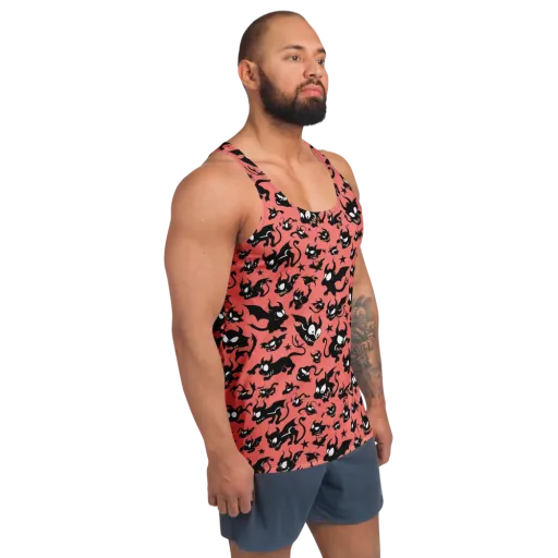 Coral Imp Parade on a Men's Tank Top