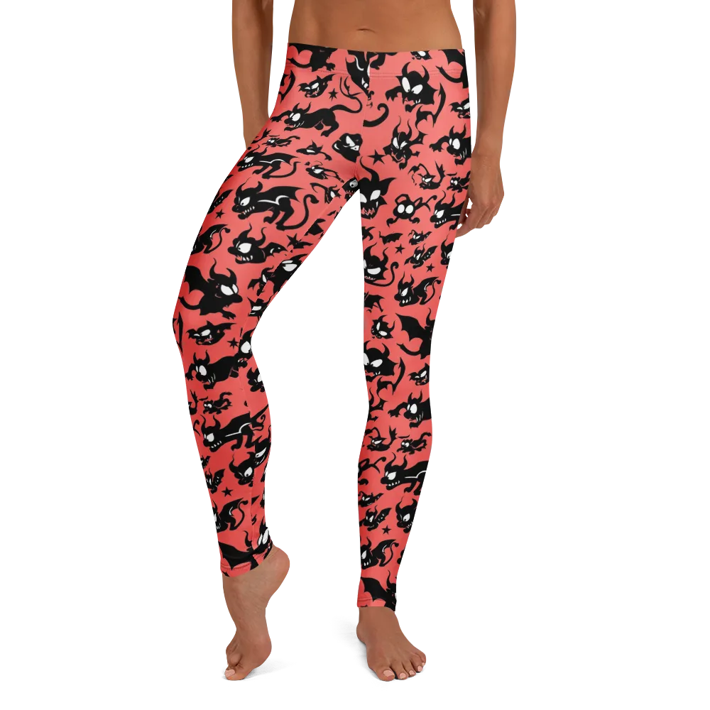 Coral Imp Parade on Leggings — Front