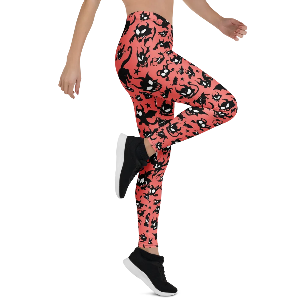 Coral Imp Parade on Leggings — Right