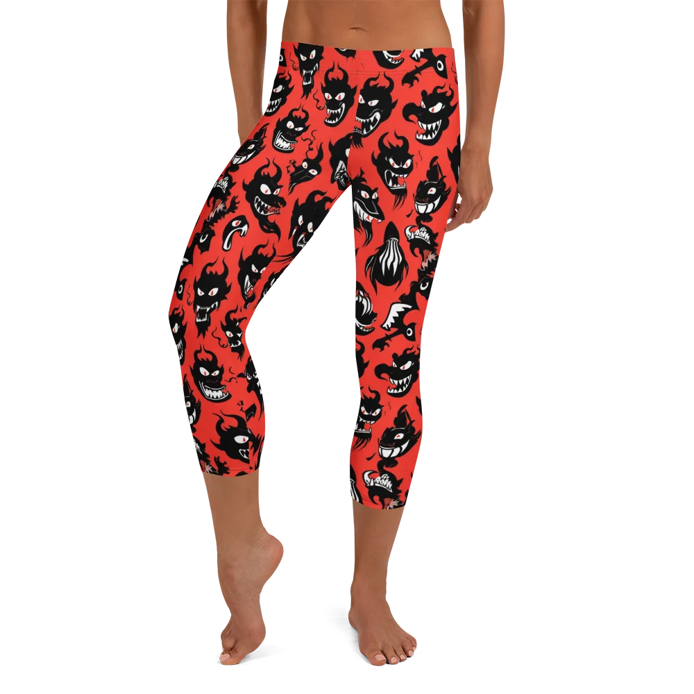Inferno Parade on Capri Leggings — Front