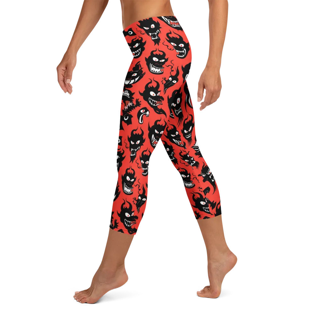 Inferno Parade on Capri Leggings — Left