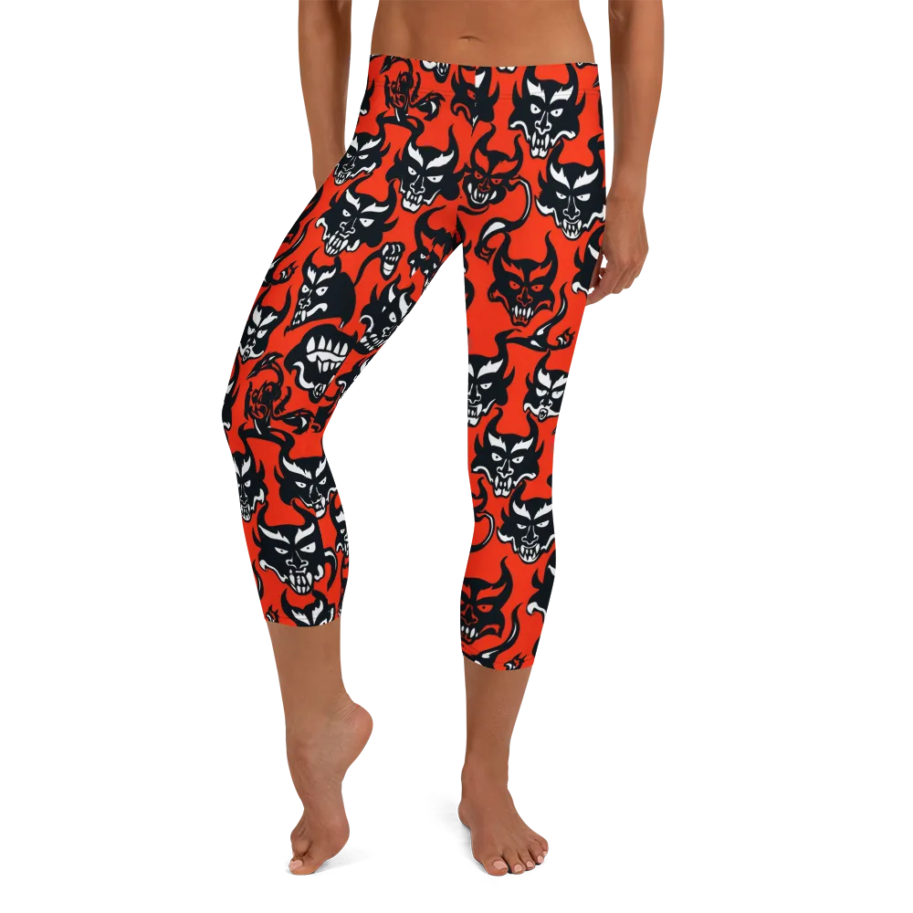 Devil’s Parade on Capri Leggings — Front