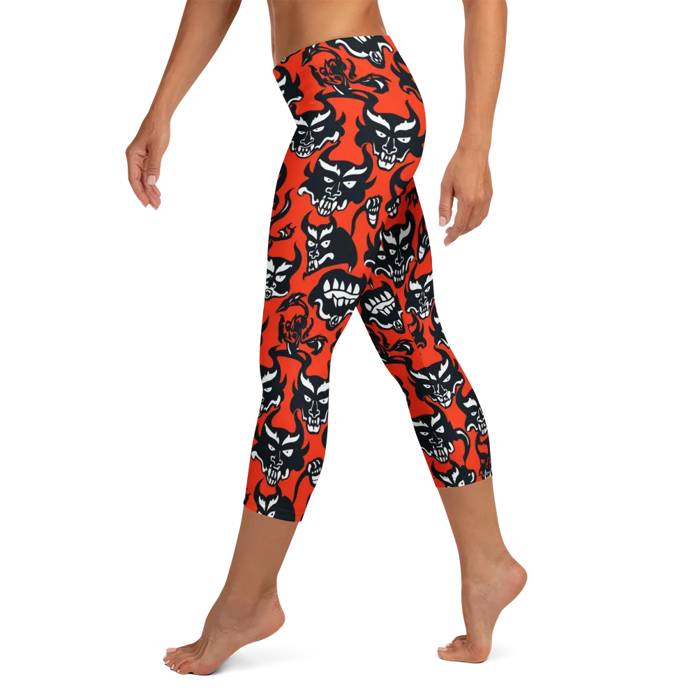 Devil’s Parade on Capri Leggings — Left