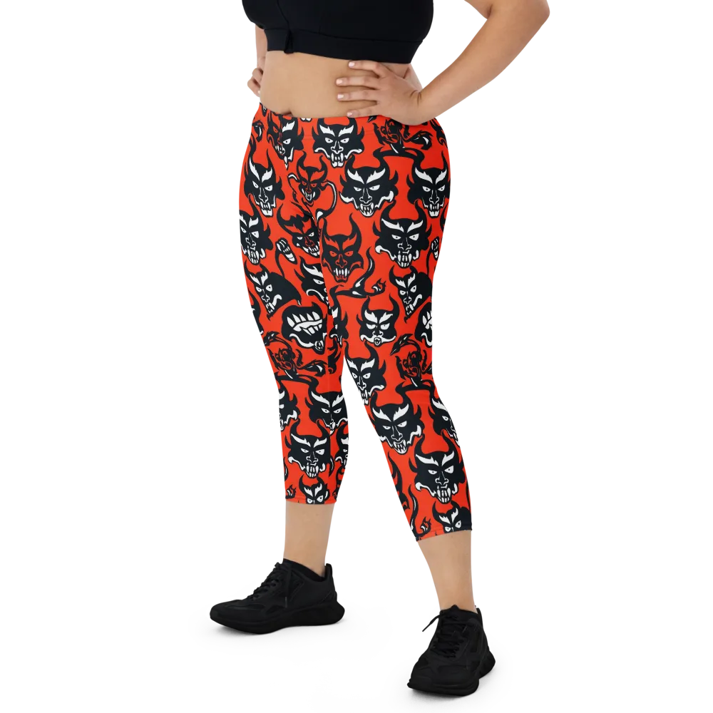 Devil’s Parade on Capri Leggings — Front