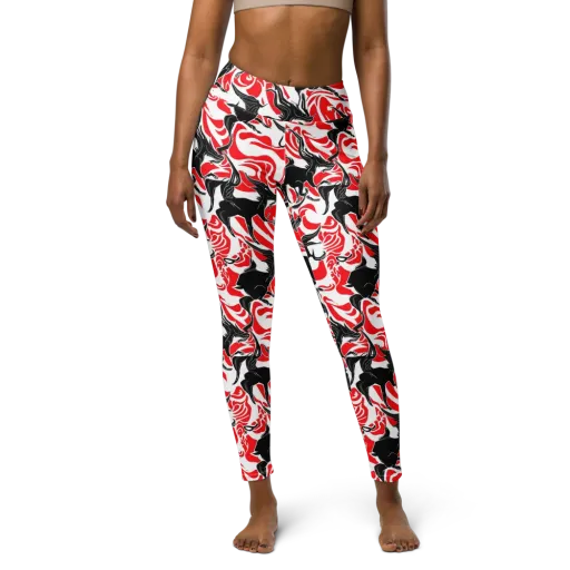 Crimson Night Flight on a Yoga Leggings