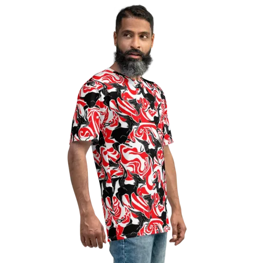 Crimson Night Flight on a Men's Crew Neck T-Shirt