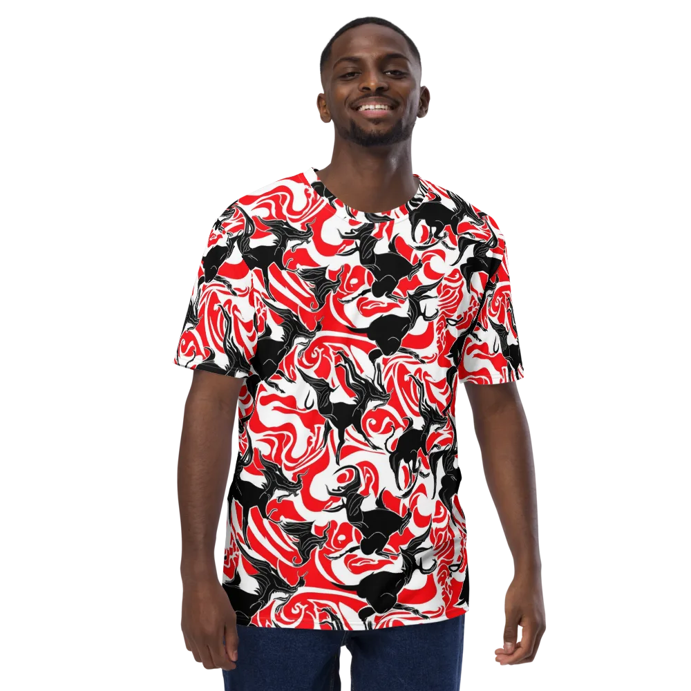 Crimson Night Flight on Men's Crew Neck T-Shirt — Front