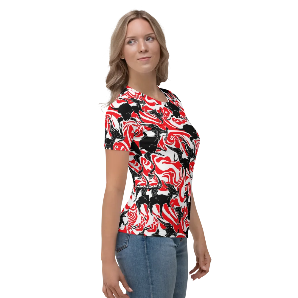 Crimson Night Flight on Women's Crew Neck T-Shirt — Right