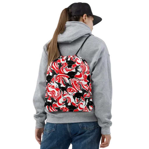 Crimson Night Flight on a Drawstring Bag
