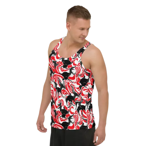 Crimson Night Flight on a Men's Tank Top