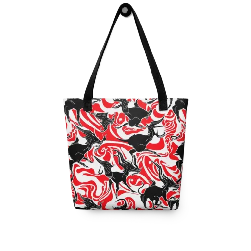 Crimson Night Flight on a Tote Bag