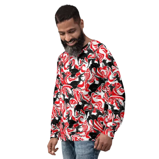 Crimson Night Flight on a Sweatshirt