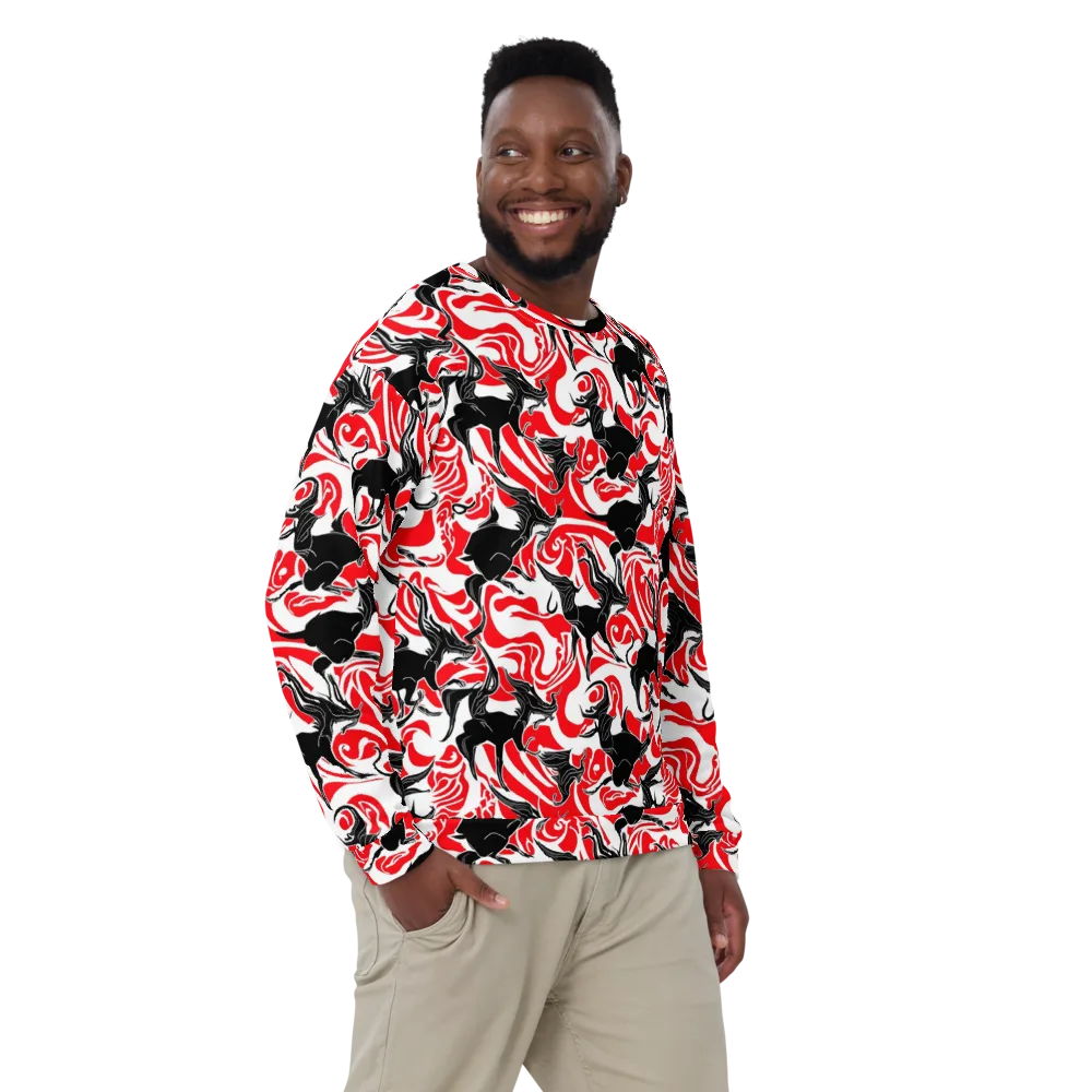 Crimson Night Flight on Sweatshirt — Front