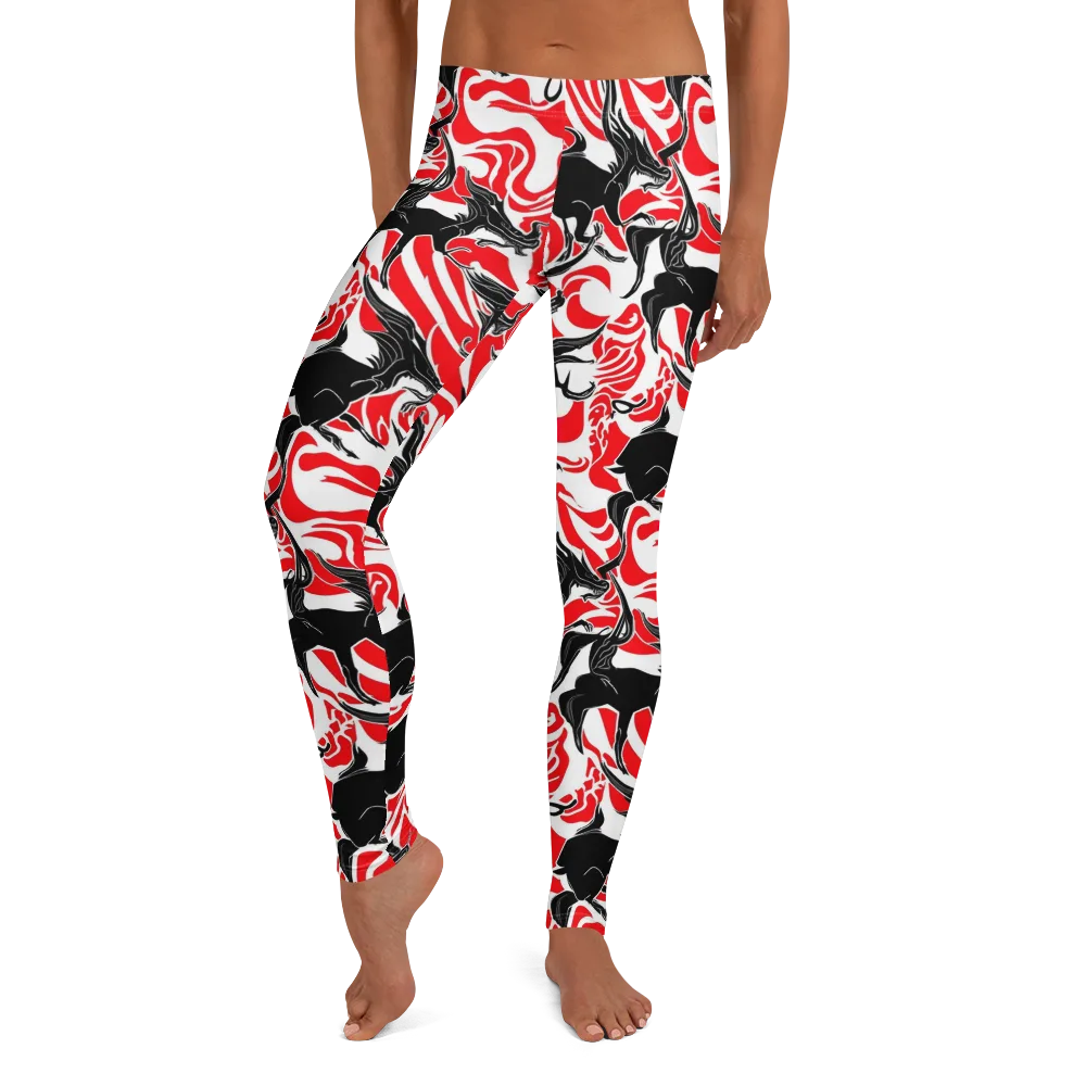 Crimson Night Flight on Leggings — Front