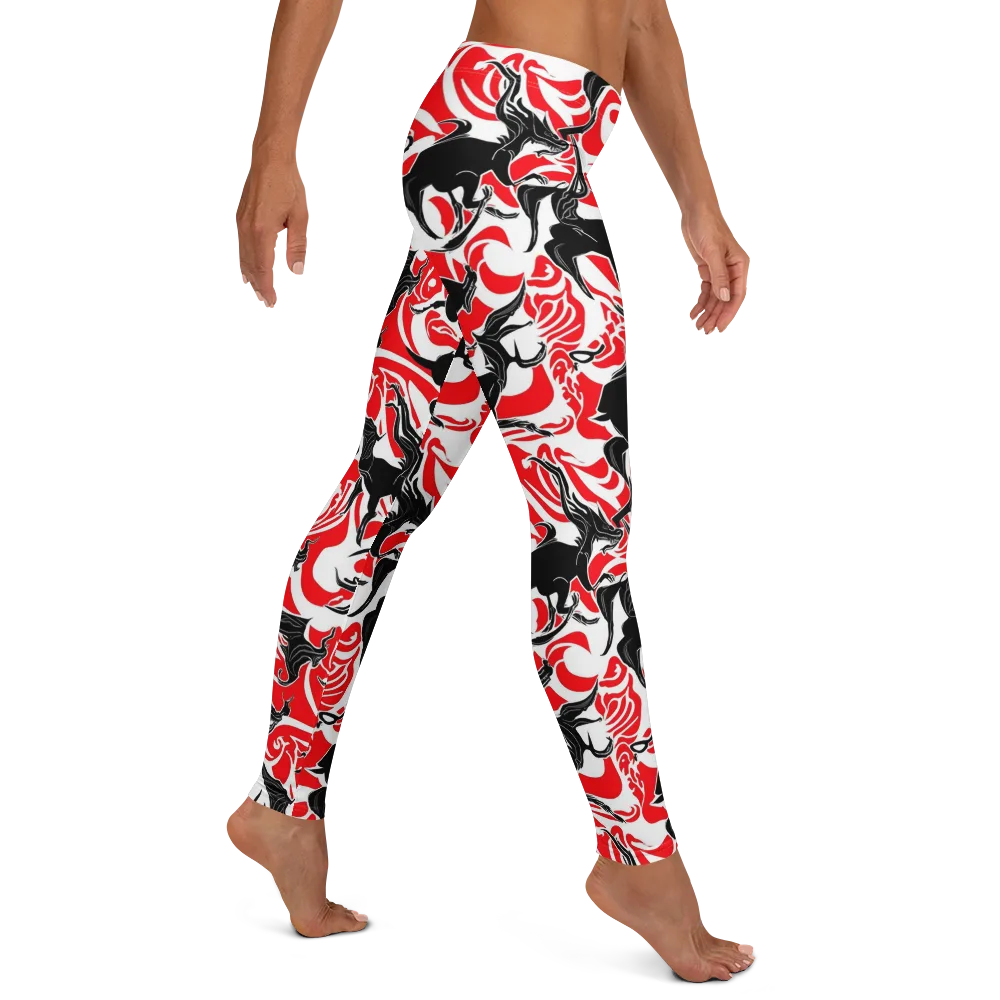 Crimson Night Flight on Leggings — Right