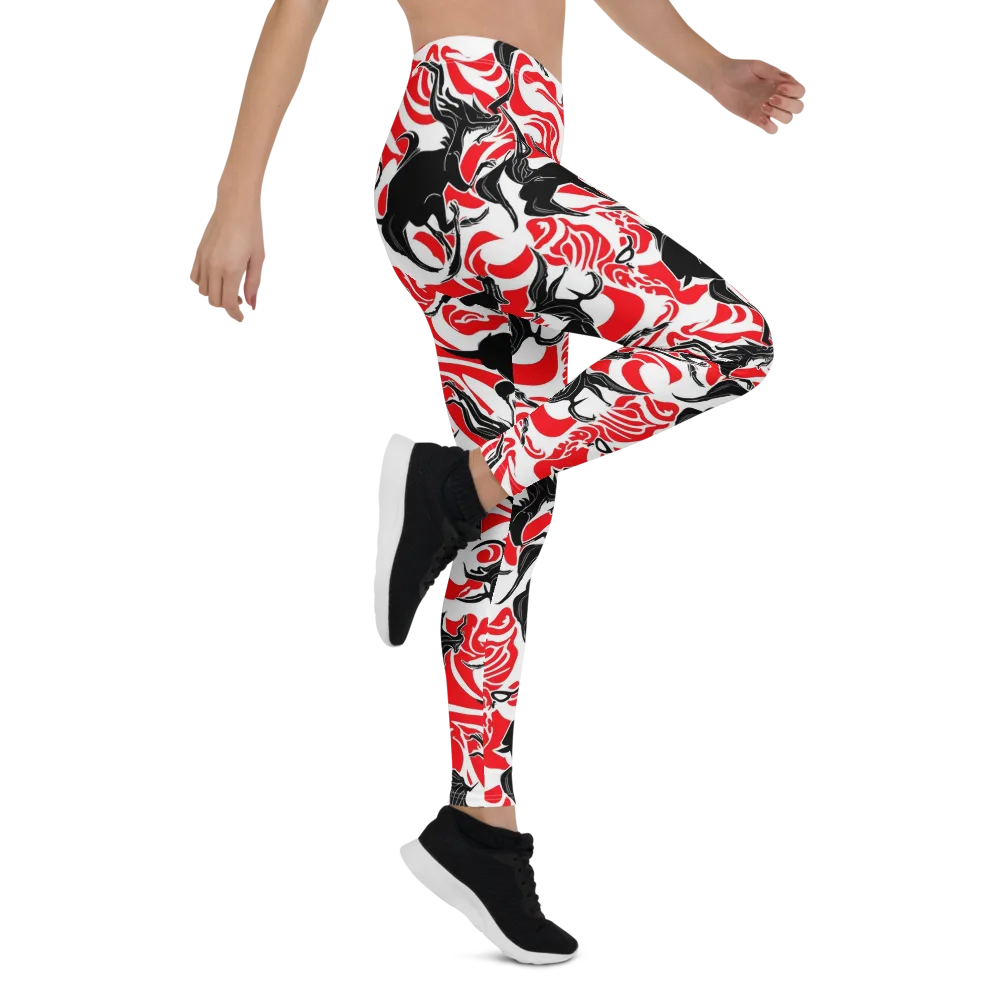 Crimson Night Flight on Leggings — Right