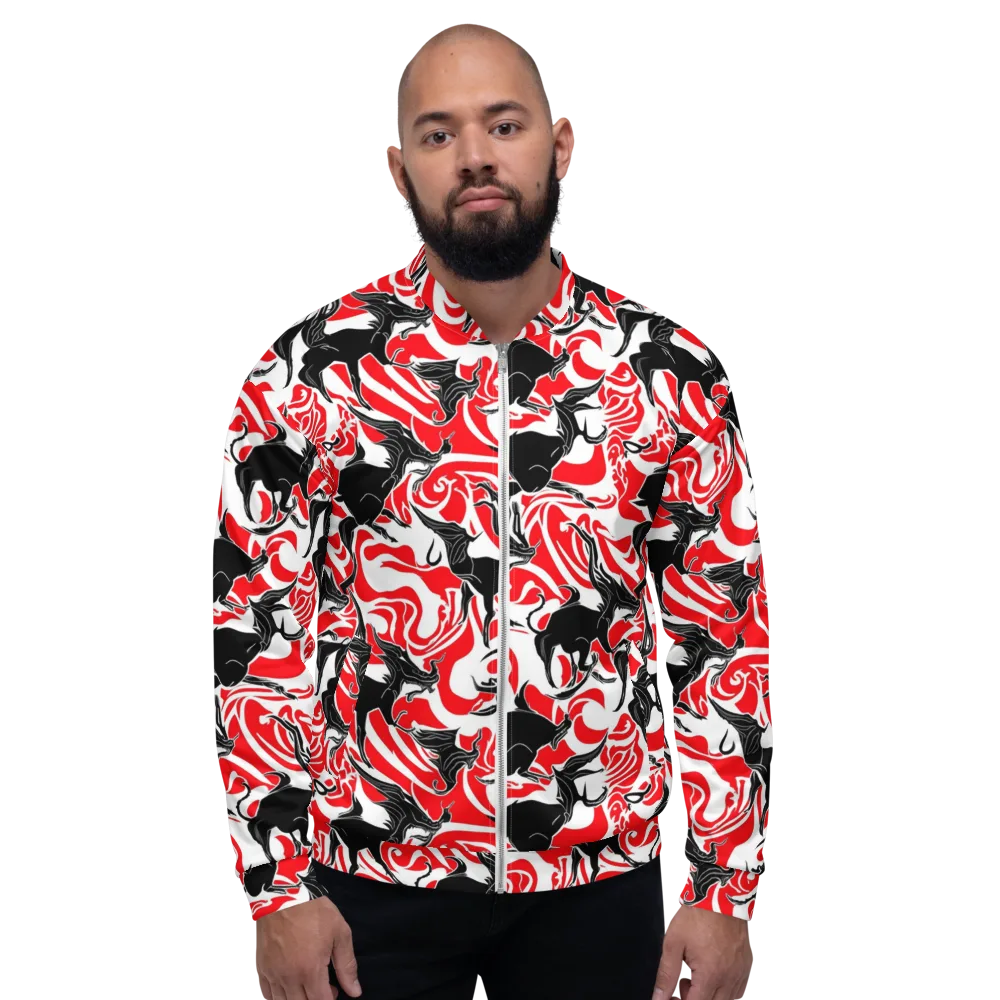 Crimson Night Flight on Bomber Jacket — Front