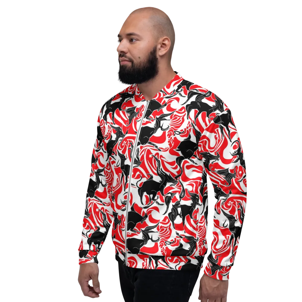 Crimson Night Flight on Bomber Jacket — Left