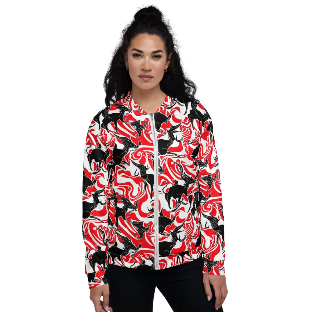 Crimson Night Flight on Bomber Jacket — Front