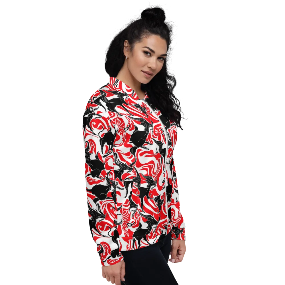Crimson Night Flight on Bomber Jacket — Right