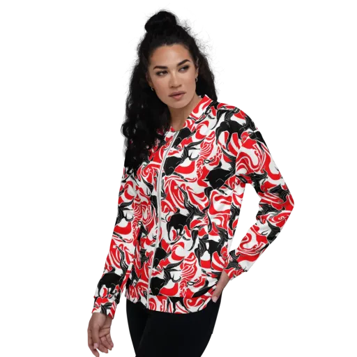 Crimson Night Flight on a Bomber Jacket