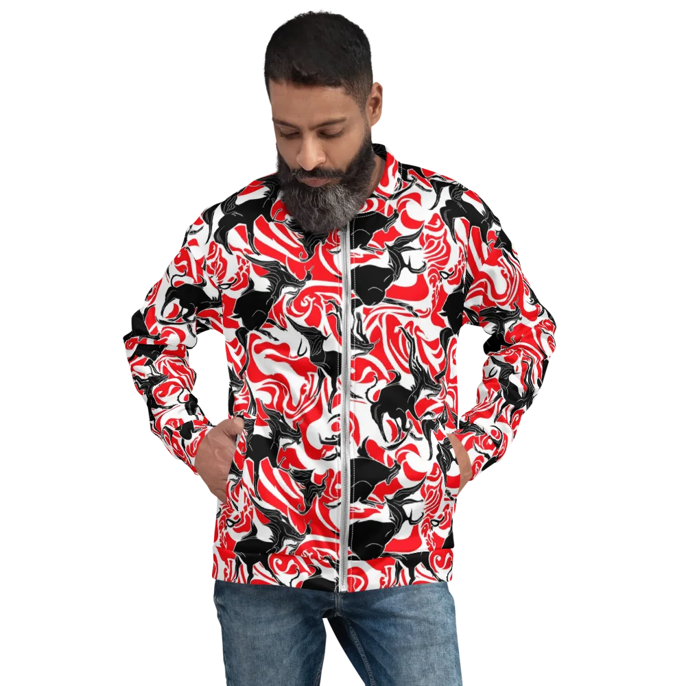 Crimson Night Flight on Bomber Jacket — Front