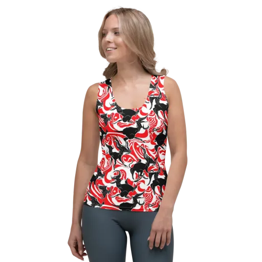 Crimson Night Flight on a Women's Tank Top