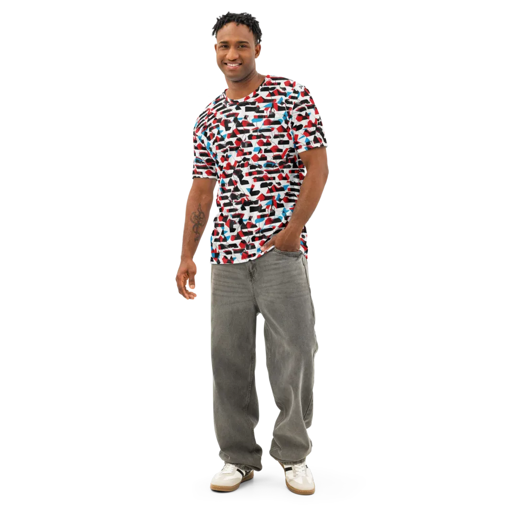 Redline Collage on Men's Cotton Crew Neck T-Shirt — Front