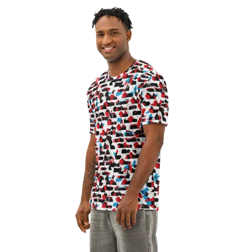 Redline Collage on a Men's Cotton Crew Neck T-Shirt