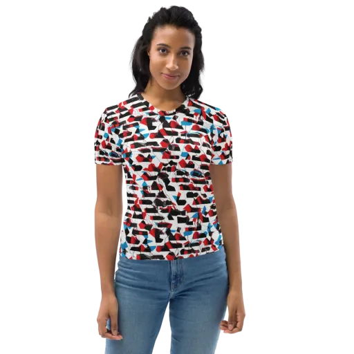 Redline Collage on a Women's Crew Neck T-Shirt