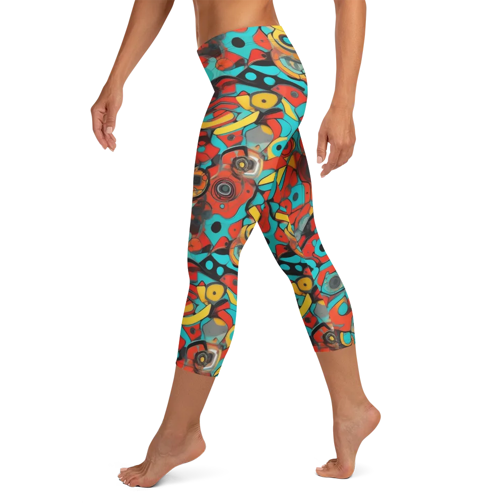 Turquoise Machine on Capri Leggings — Left