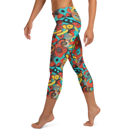 Turquoise Machine on a Capri Leggings