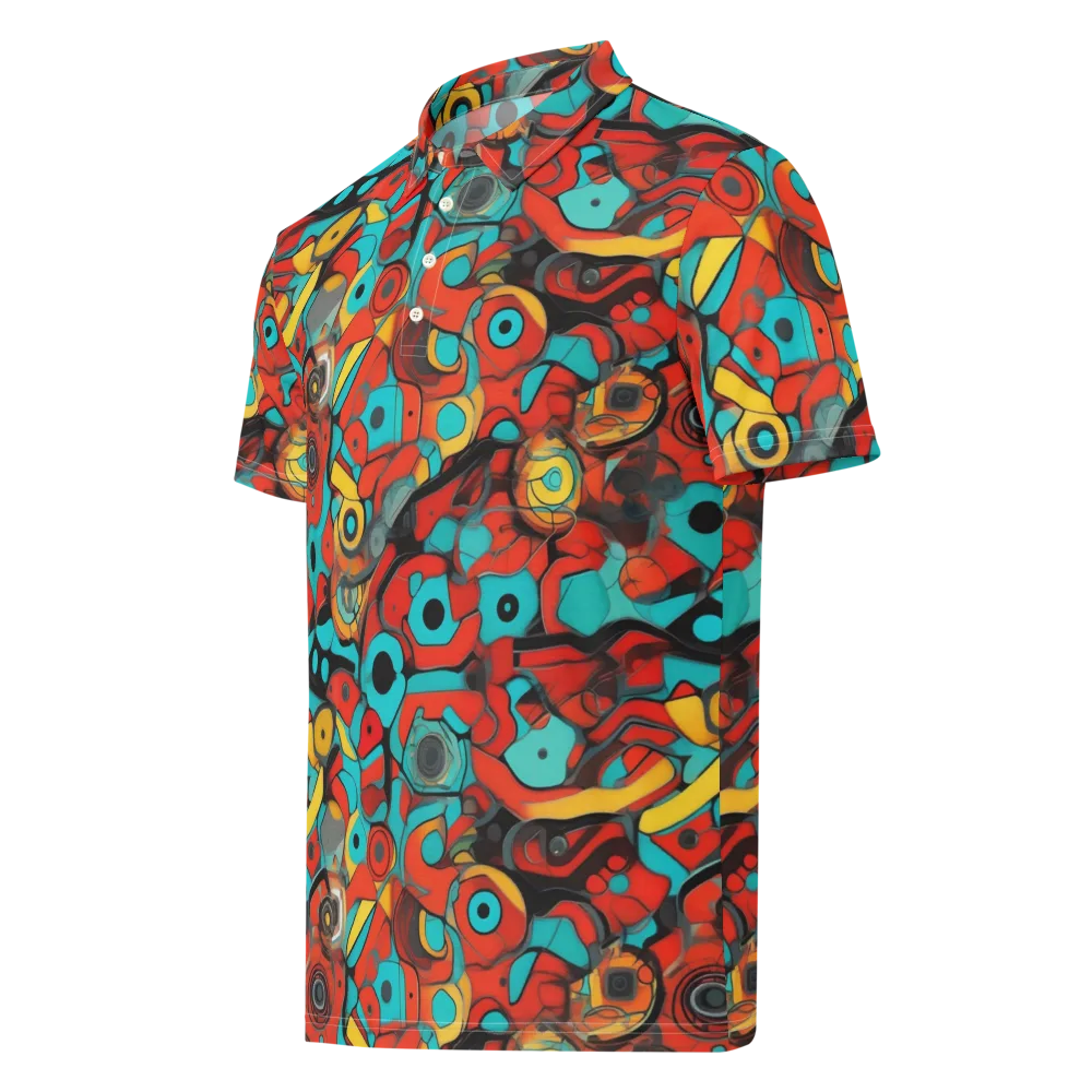Turquoise Machine on Men's Slim Fit Polo Shirt — Left Front