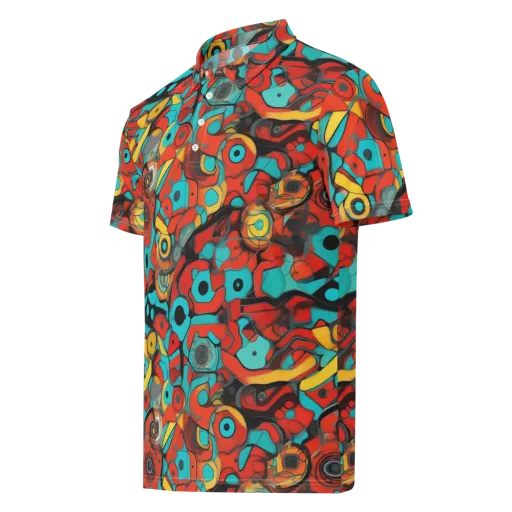 Turquoise Machine on a Men's Slim Fit Polo Shirt