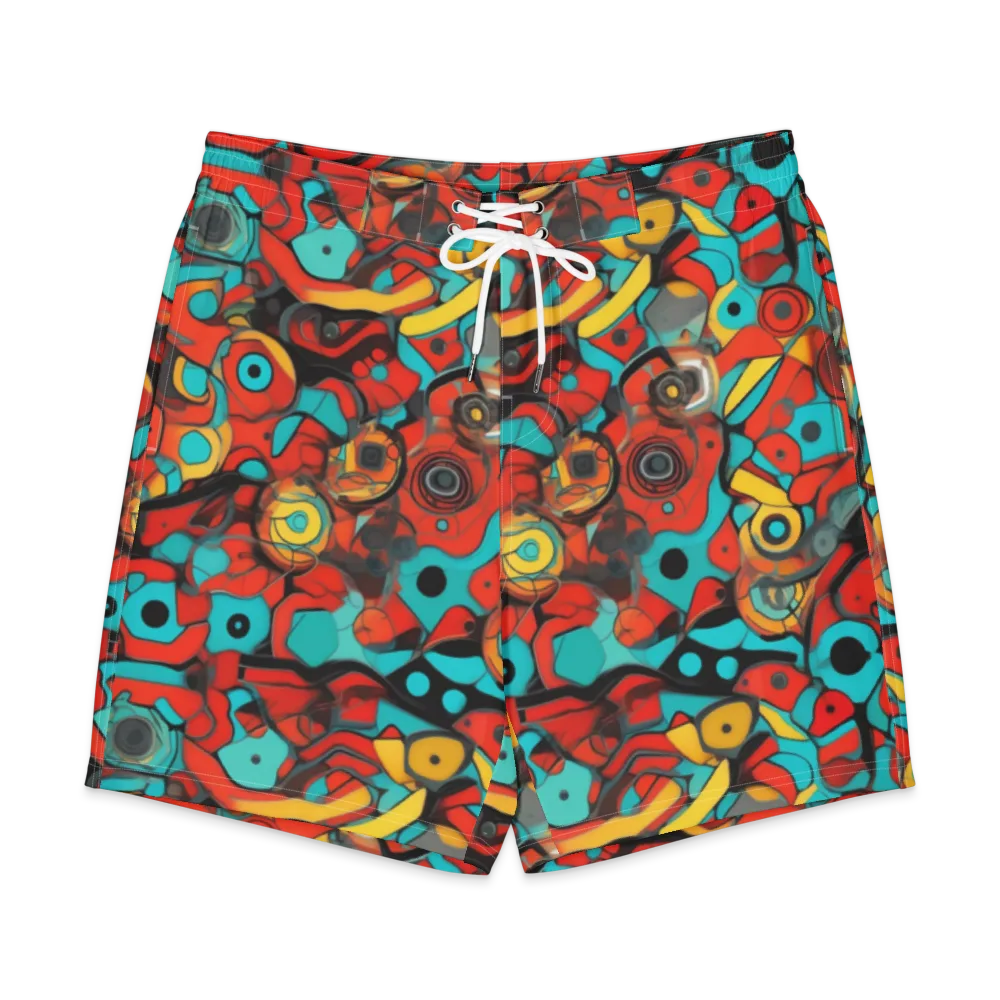 Turquoise Machine on Men's Board Shorts — Front