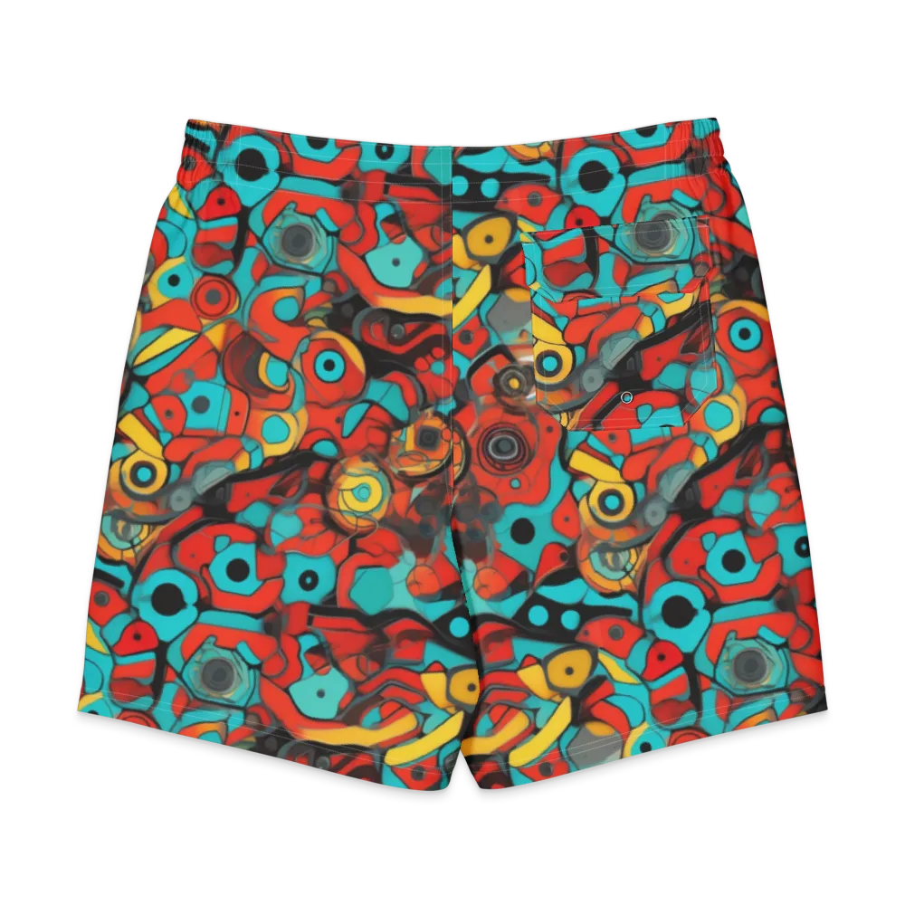 Turquoise Machine on Men's Board Shorts — Back