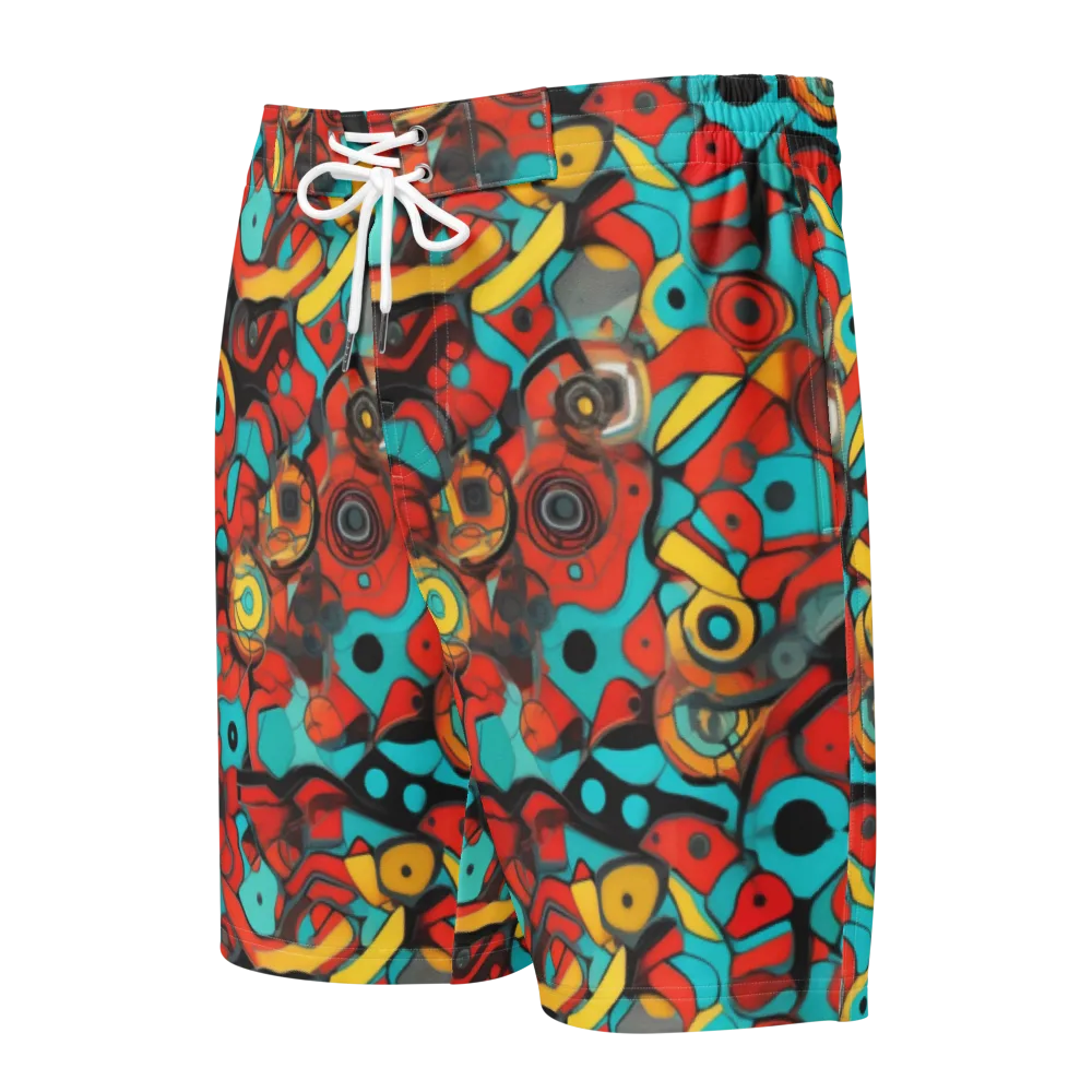 Turquoise Machine on Men's Board Shorts — Front