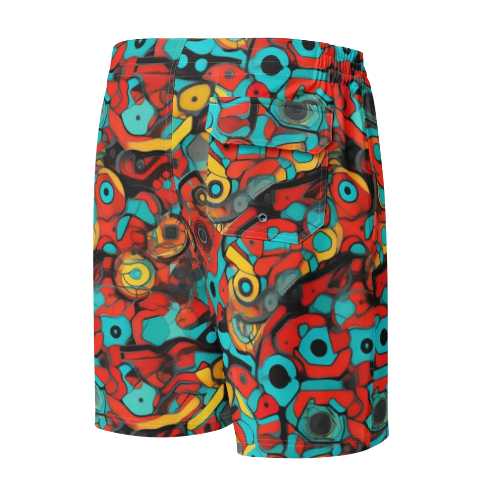 Turquoise Machine on Men's Board Shorts — Back